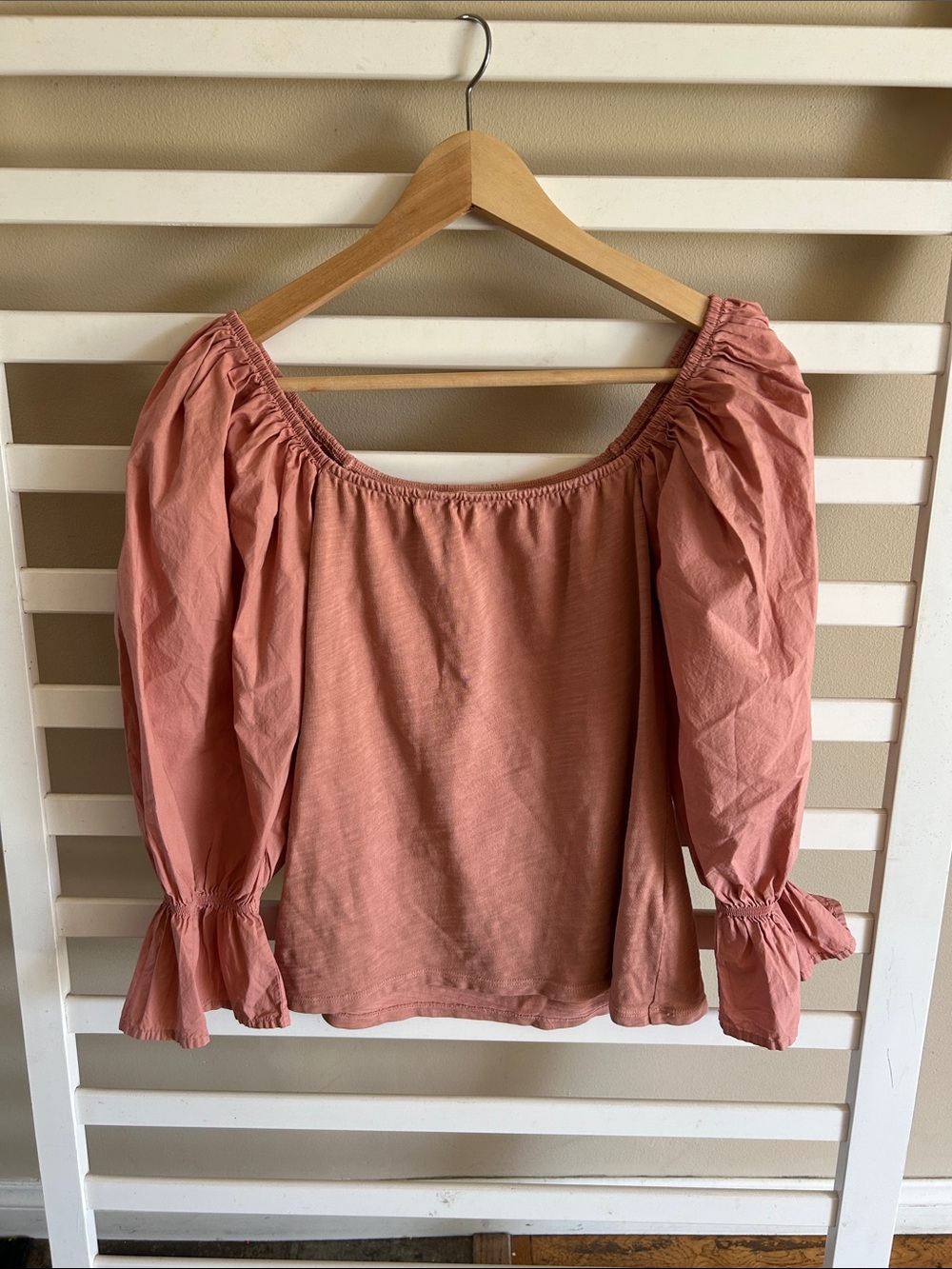 NWOT Nation LTD Women's Pink Puff-Sleeve Square Neck Top Size Small